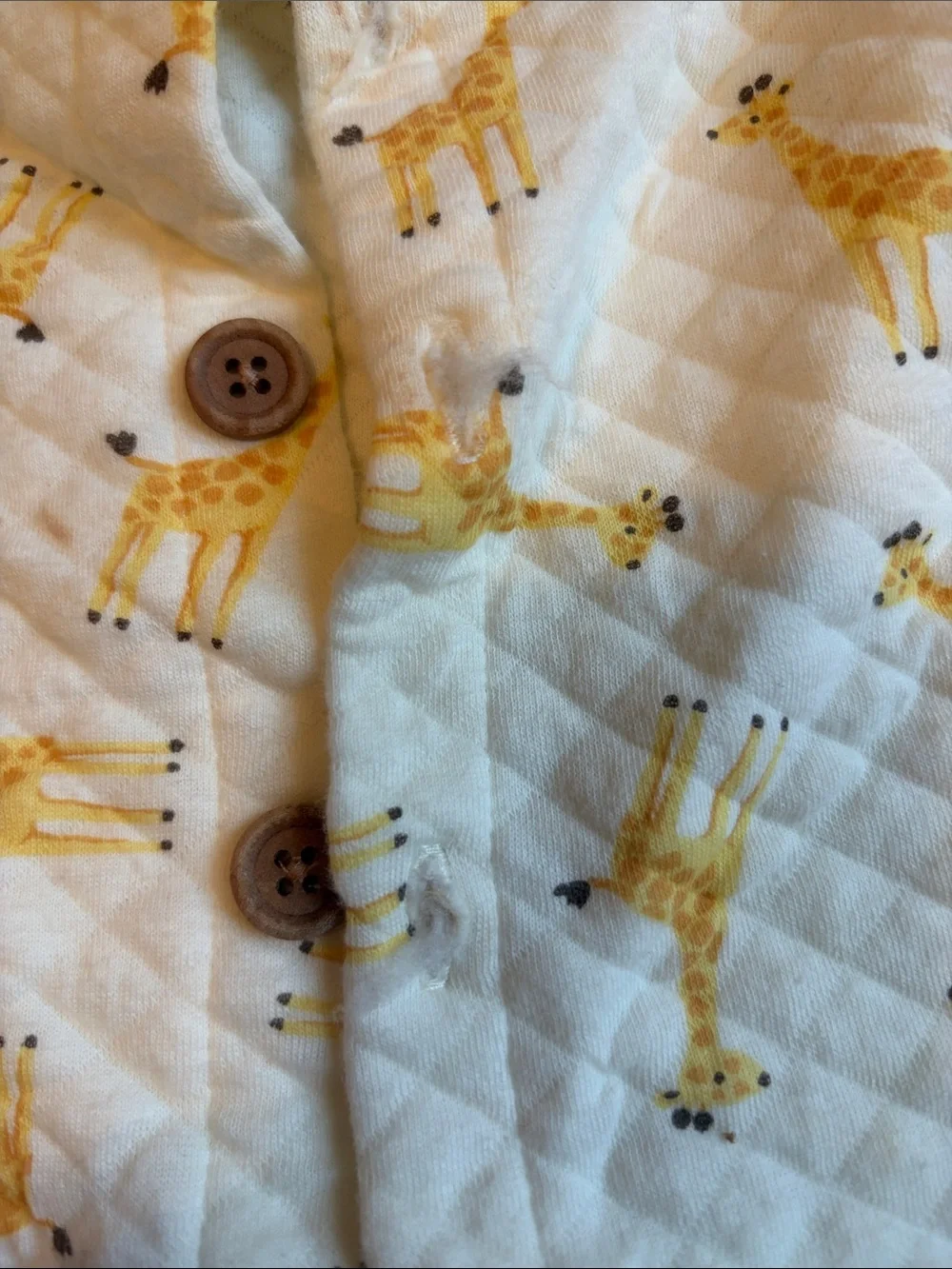 Cream Quilted Giraffe-Print Baby One-Piece